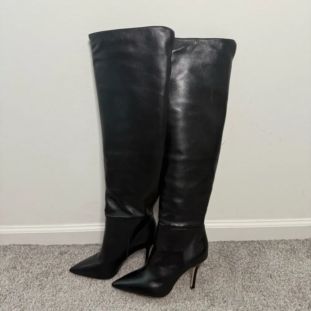NEW Larroude Kate Hi Boot In Black Leather 9